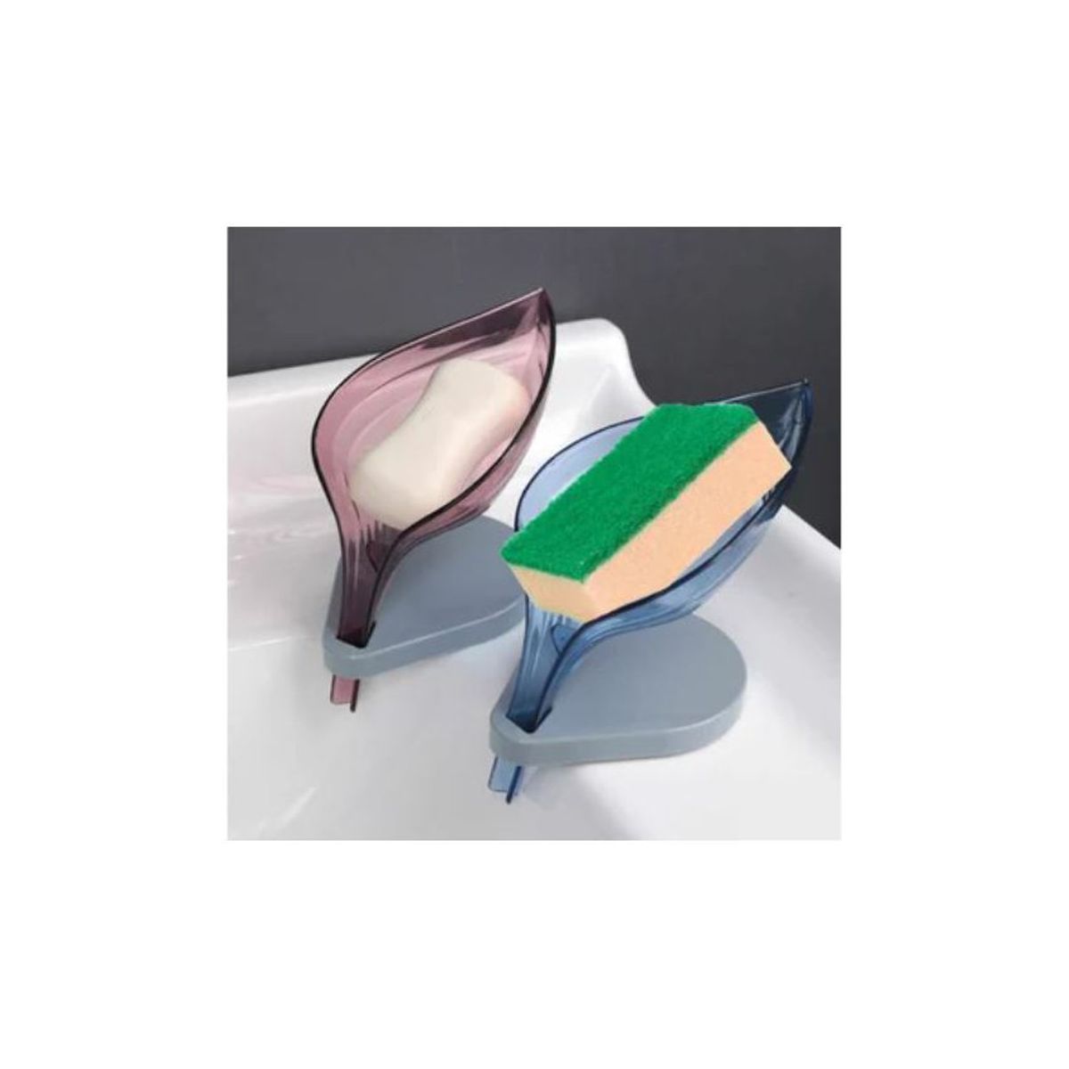 GENERICO - Jabonera en forma de hoja -organizador de baño y cocina con escurridor