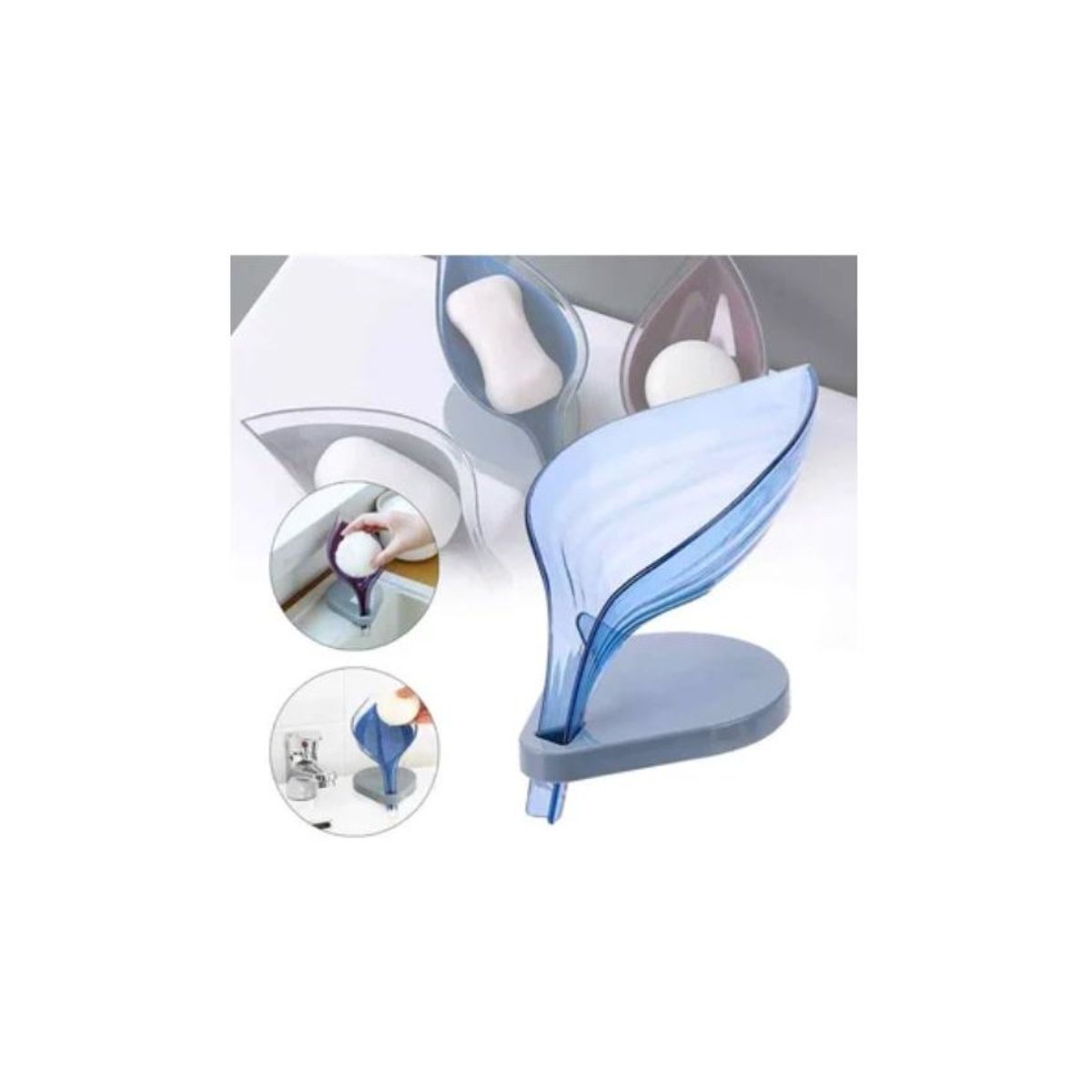 GENERICO - Jabonera en forma de hoja -organizador de baño y cocina con escurridor