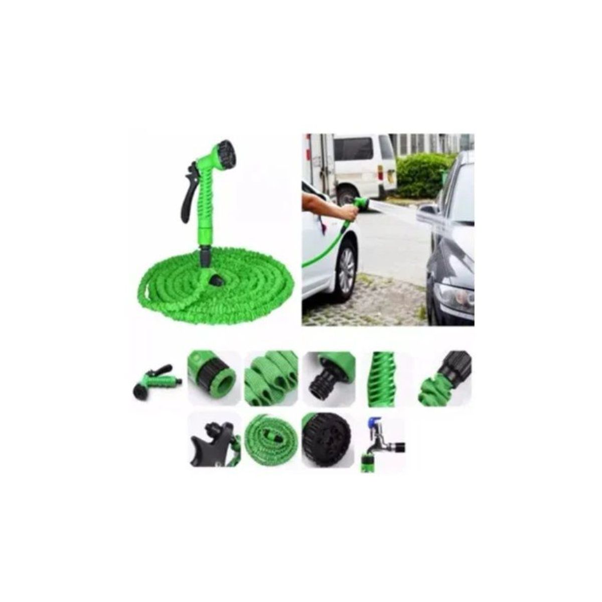 GENERICO - Manguera expandible hasta 15 metros + pistola 7 chorros