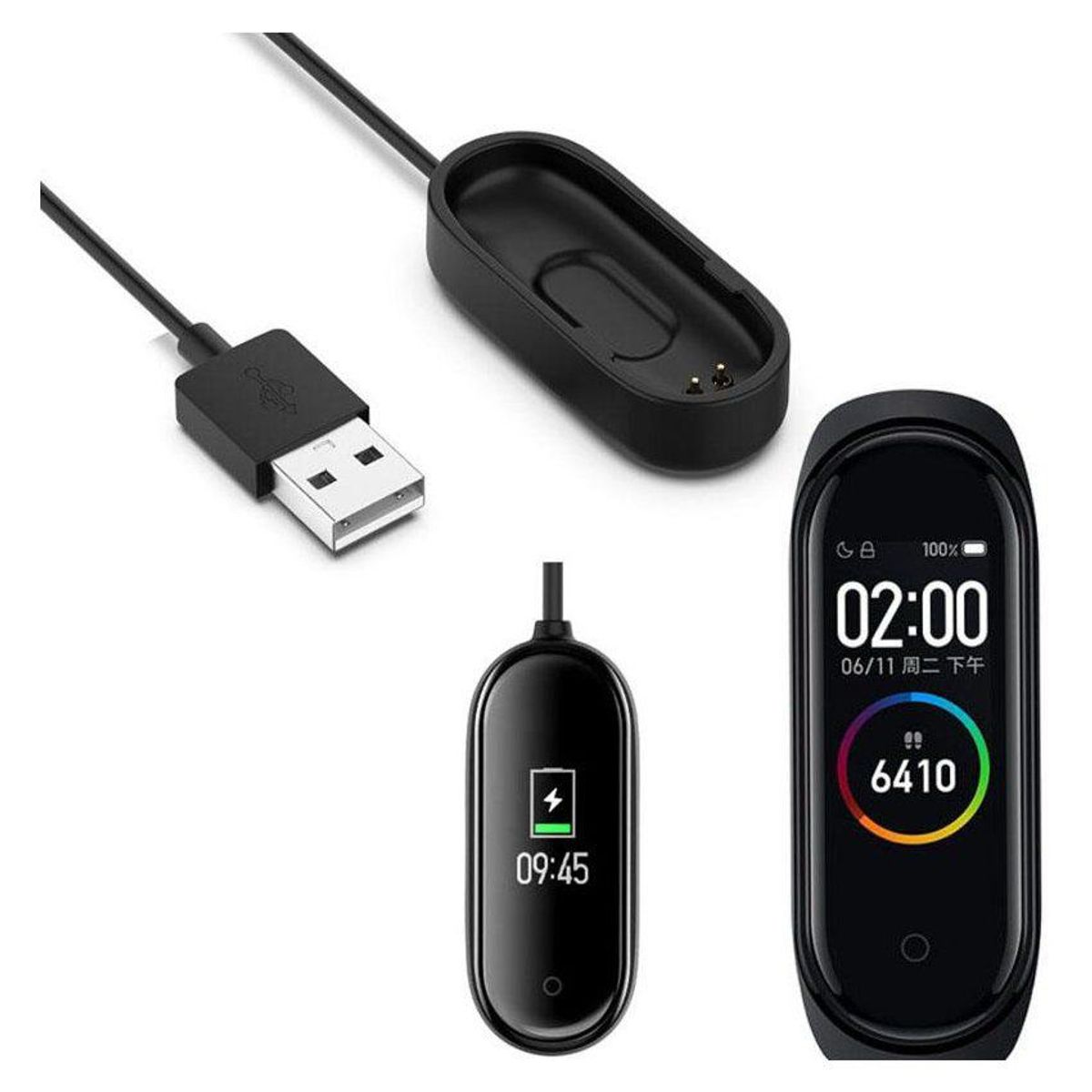 GENERICO - Cargador usb para xiaomi mi band 4 - negro