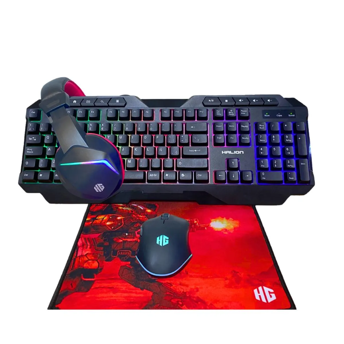 HALION - Kit Gamer Halion 4 En 1 Mercury Ha-404c: Audifono+Teclado+Mouse+Pad