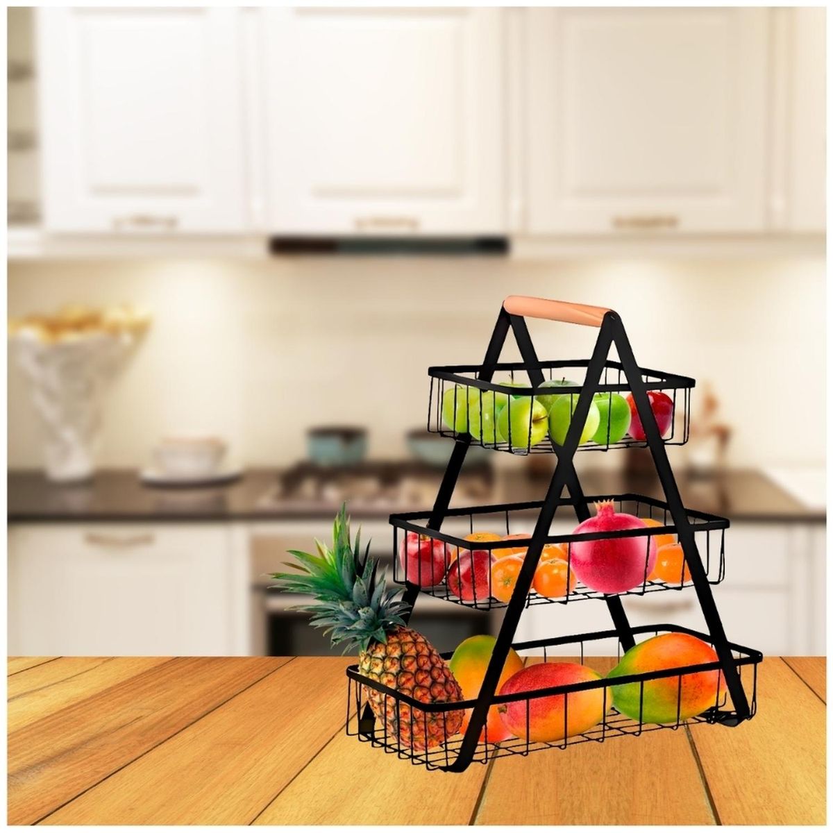 MINARI - Frutero Cesta de Frutas Centro de Mesa Organizador 3 Canastas 936C