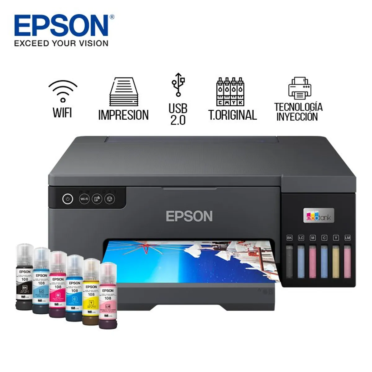EPSON - Impresora Epson L8050 Ecotank fotográfica 6 colores