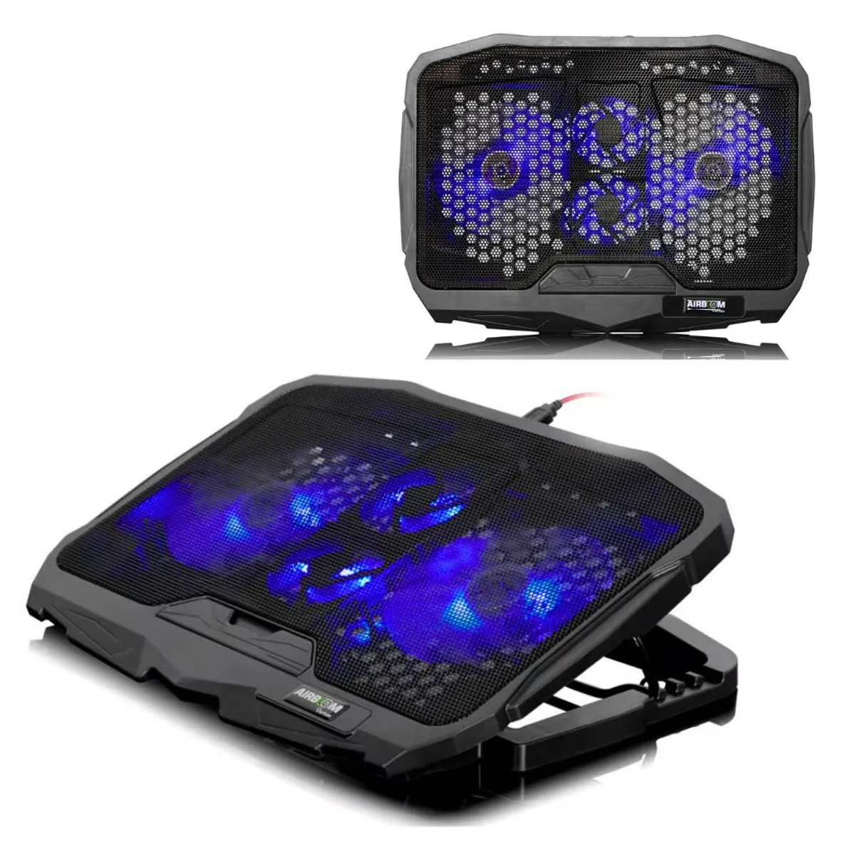AIRBOOM - Cooler airboom 4 ventiladores hasta 17" 4 niveles luz led usb