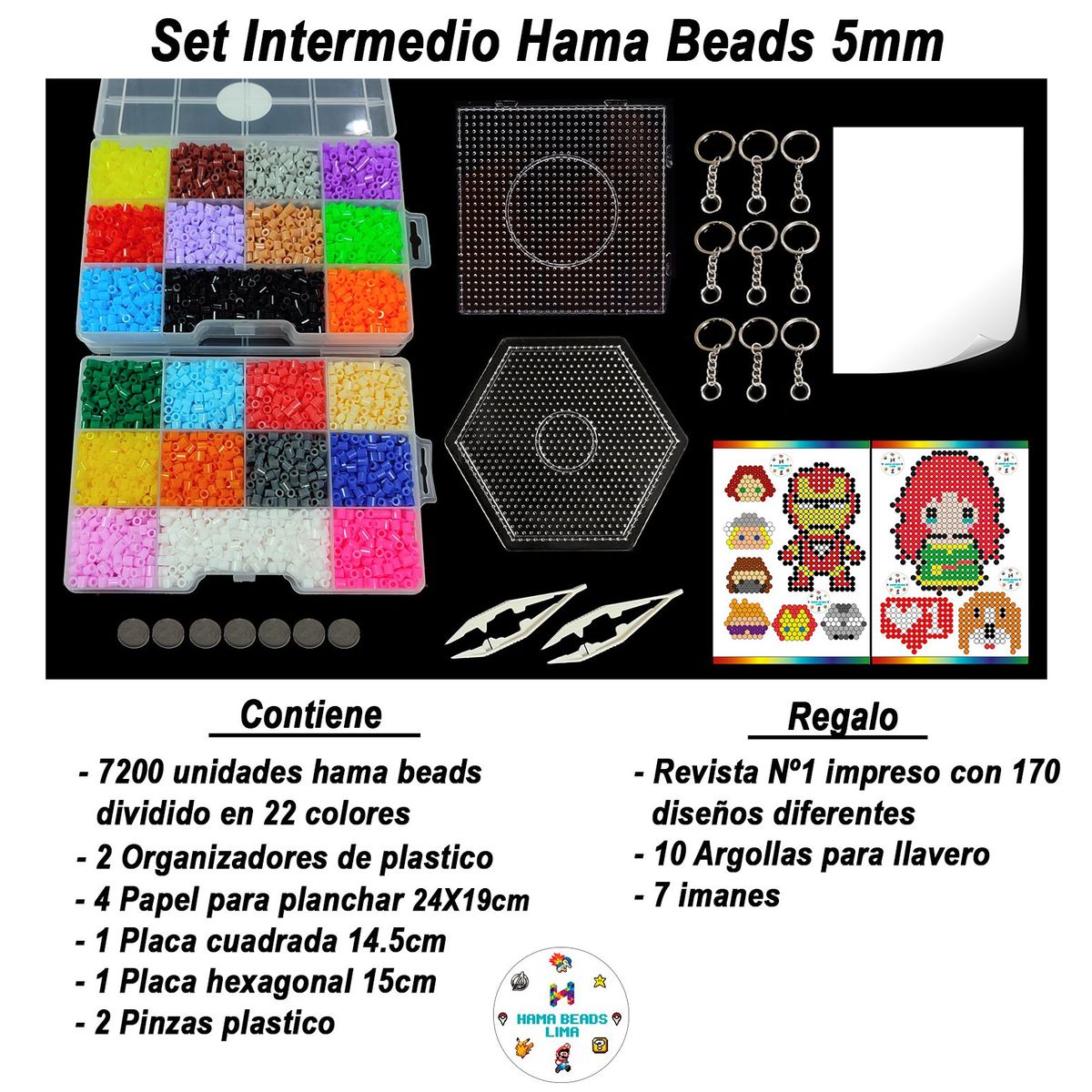 GENERICO - Hama Beads Set Intermedio 22 Colores