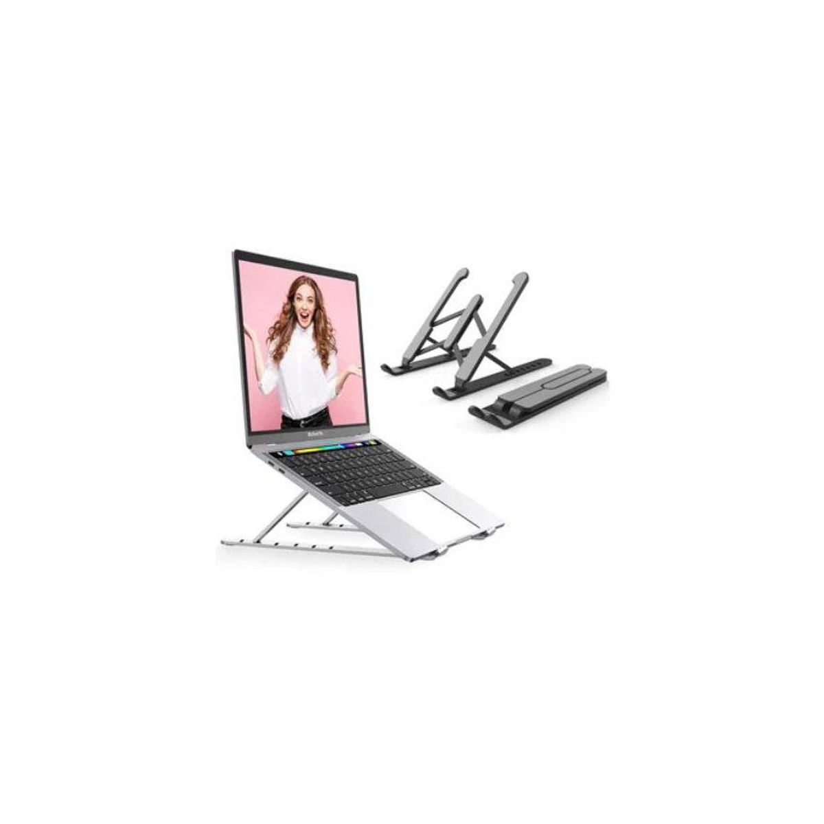 GENERICO - Soporte ajustable Rosado portatil plegable para laptop - tablet