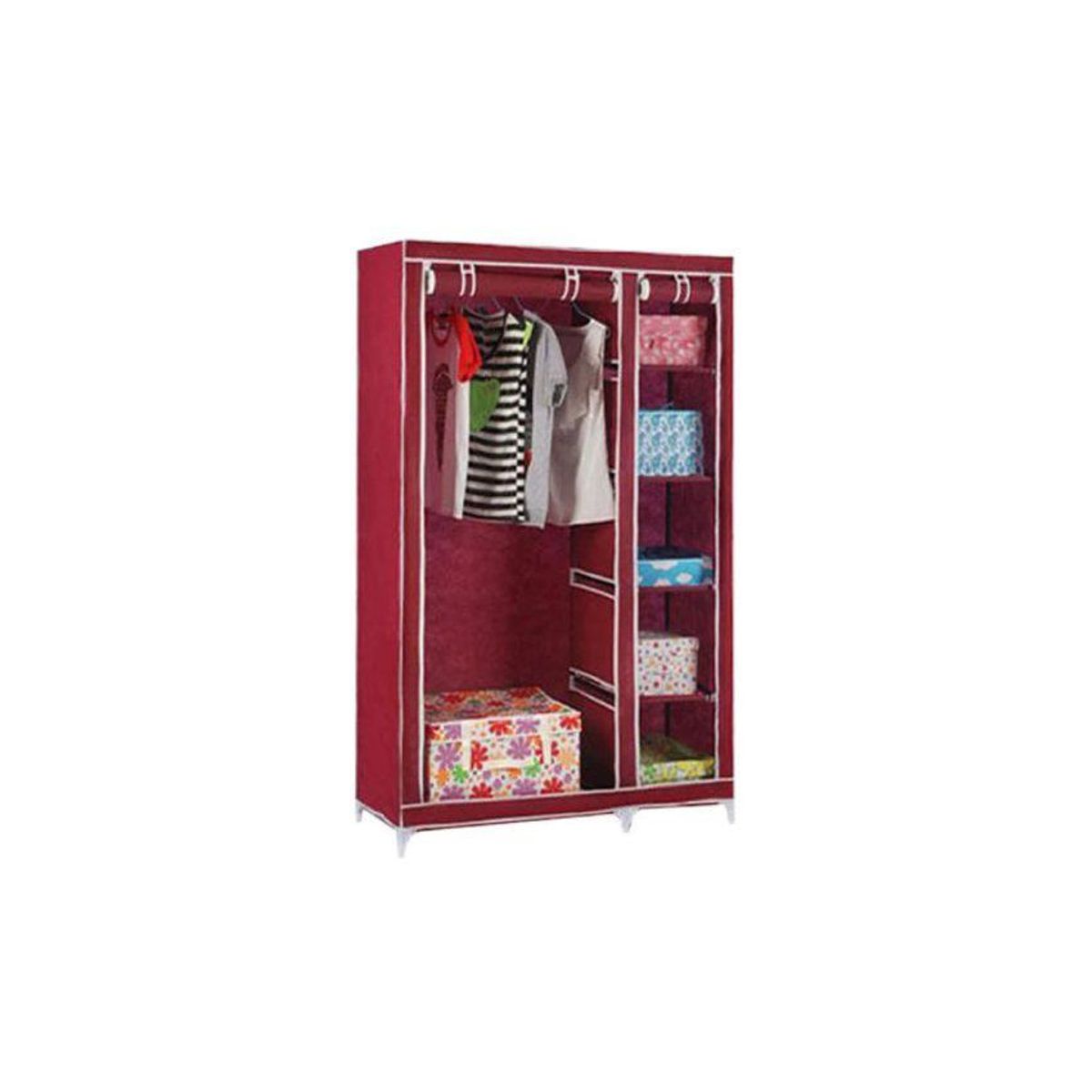 GENERICO - Ropero armable 2 cuerpos ROSADO estante para colgadores y ropa.