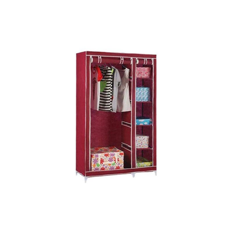 GENERICO - Ropero armable 2 cuerpos ROSADO estante para colgadores y ropa.