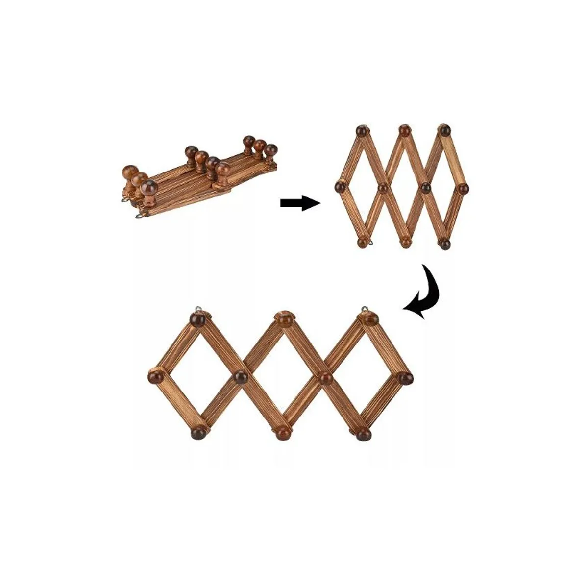 GENERICO - Organizador de baño cocina - perchero plegable colgador de madera