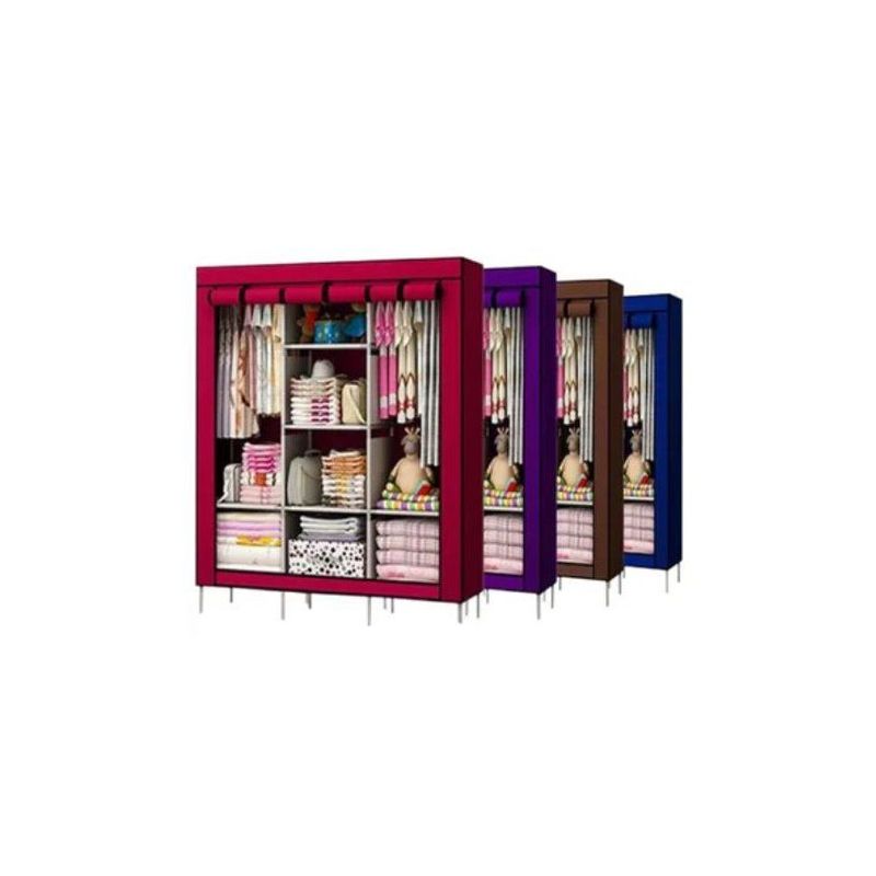 GENERICO - Ropero armable ROSA 3 cuerpos GUINDA estante para colgadores y ropa.