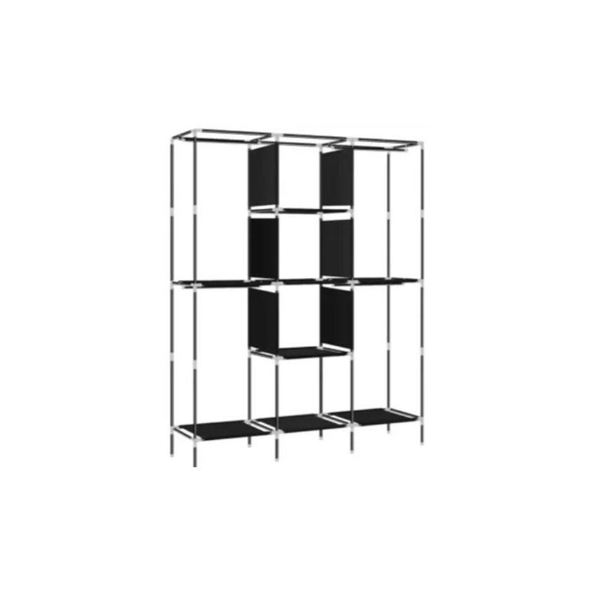 GENERICO - Ropero armable NEGRO 3 cuerpos estante para colgadores y ropa.