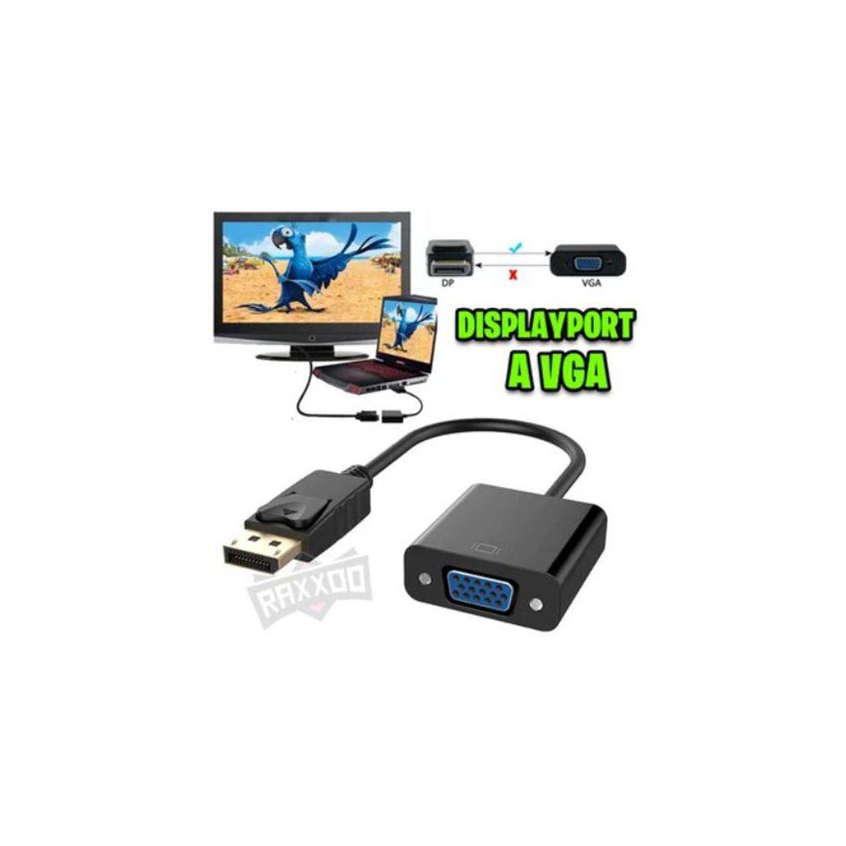 GENERICO - Adaptador display port a vga generico 1080p - dp a vga