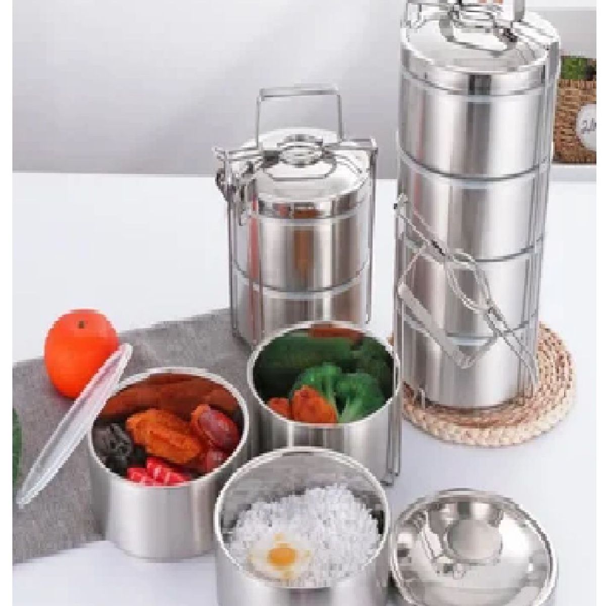 GENERICO - Portaviandas de Acero Inoxidable Contenedor 3 Niveles