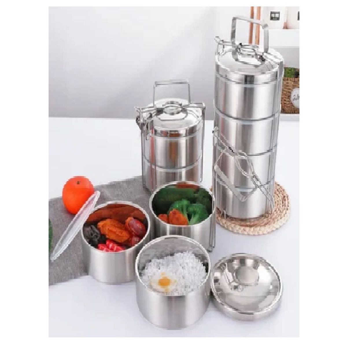 GENERICO - Portaviandas de Acero Inoxidable Contenedor 3 Niveles