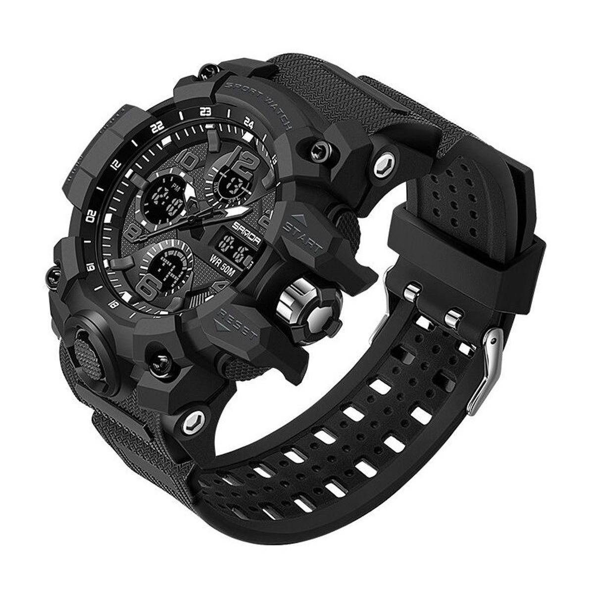 SANDA - Reloj Deportivo SANDA 6021 Militar Dual Timer