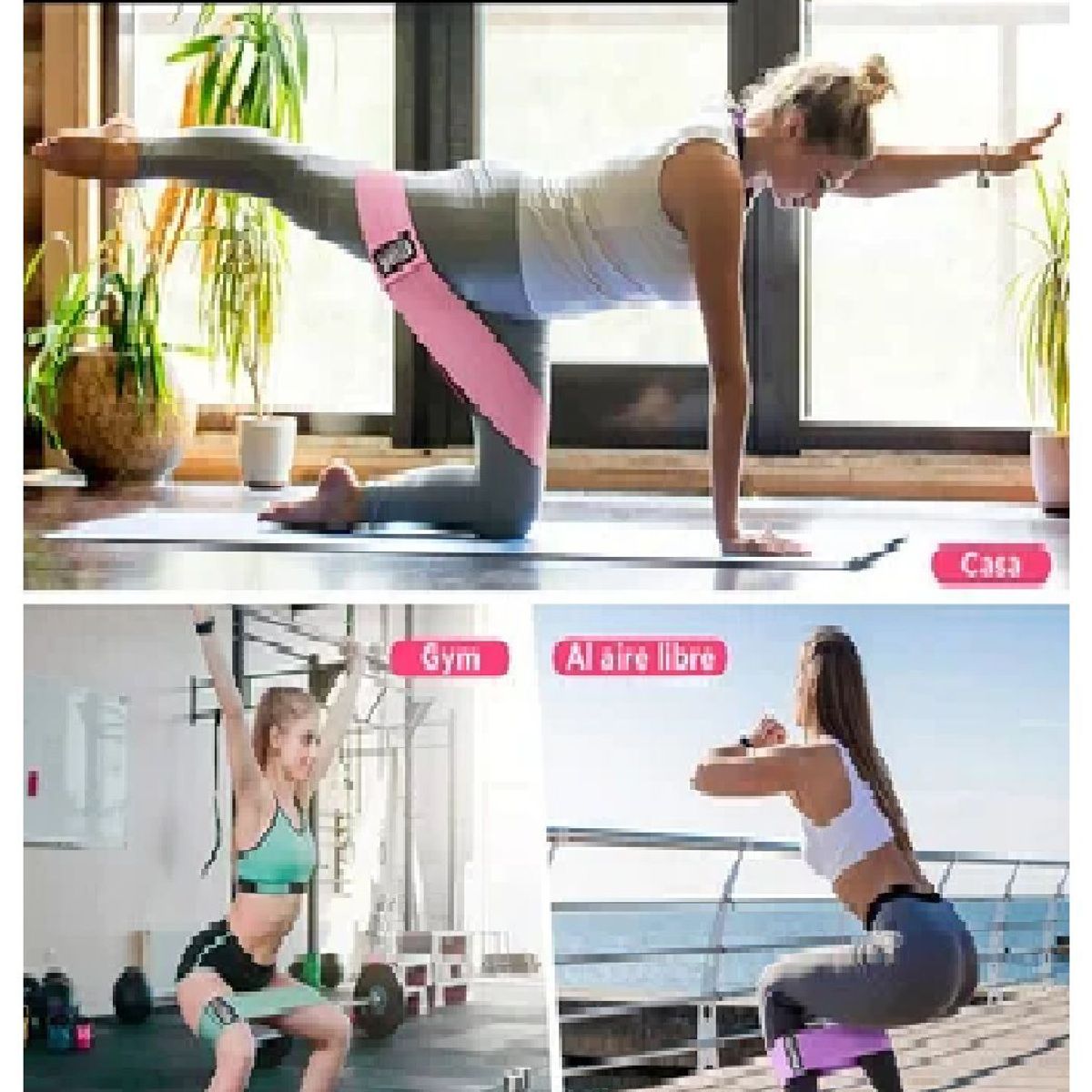 GENERICO - Set de 3 Bandas de Tela Entrenamiento Ejercicios