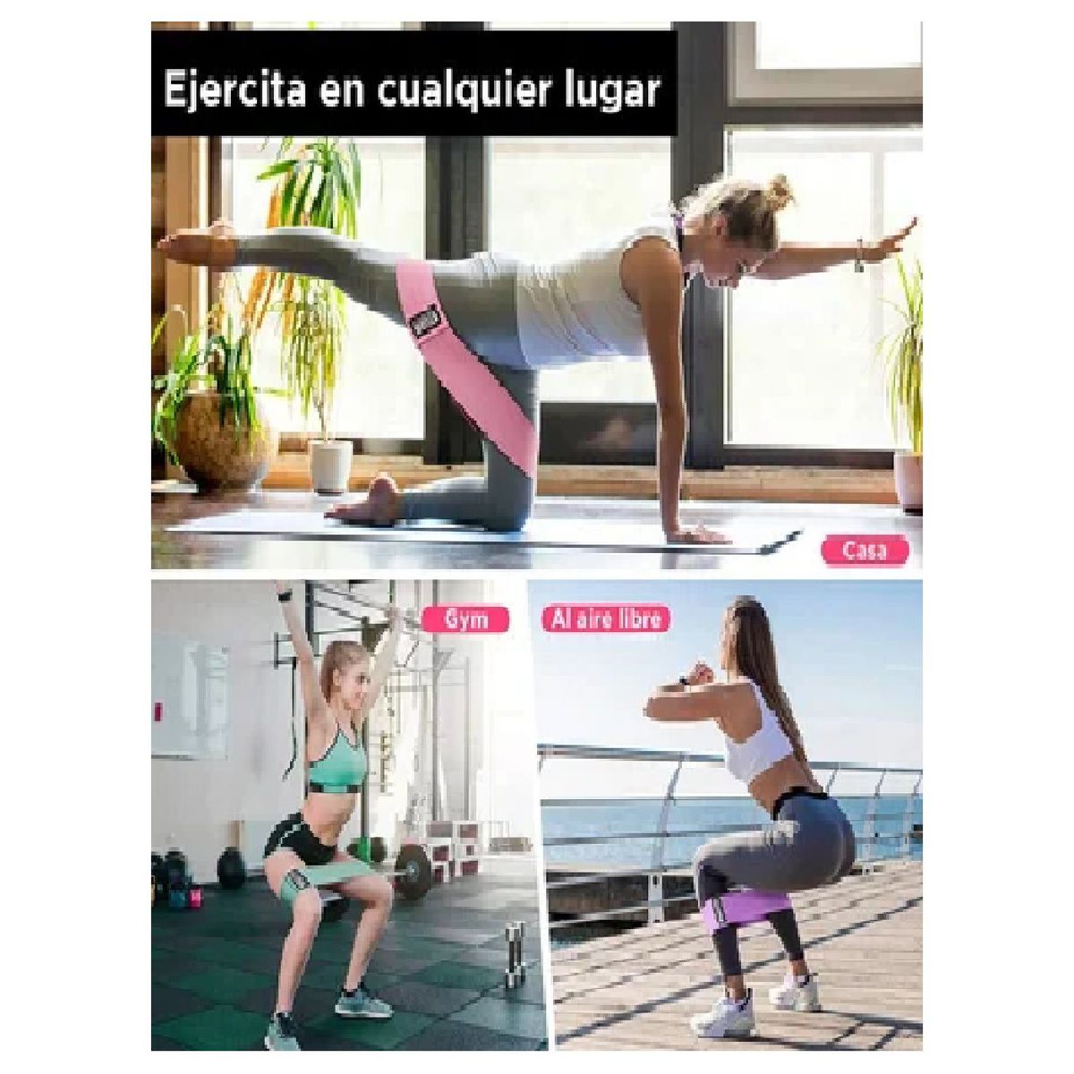 GENERICO - Set de 3 Bandas de Tela Entrenamiento Ejercicios