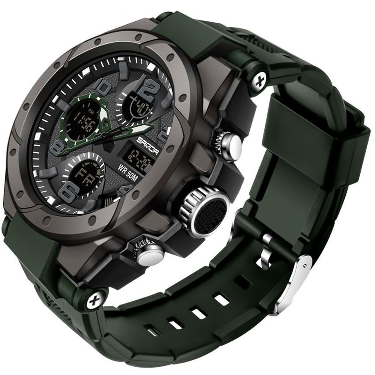 SANDA - Reloj deportivo sanda 6008 shock resistance cuarzo dual timer