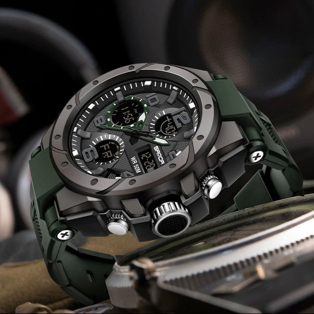 SANDA - Reloj deportivo sanda 6008 shock resistance cuarzo dual timer