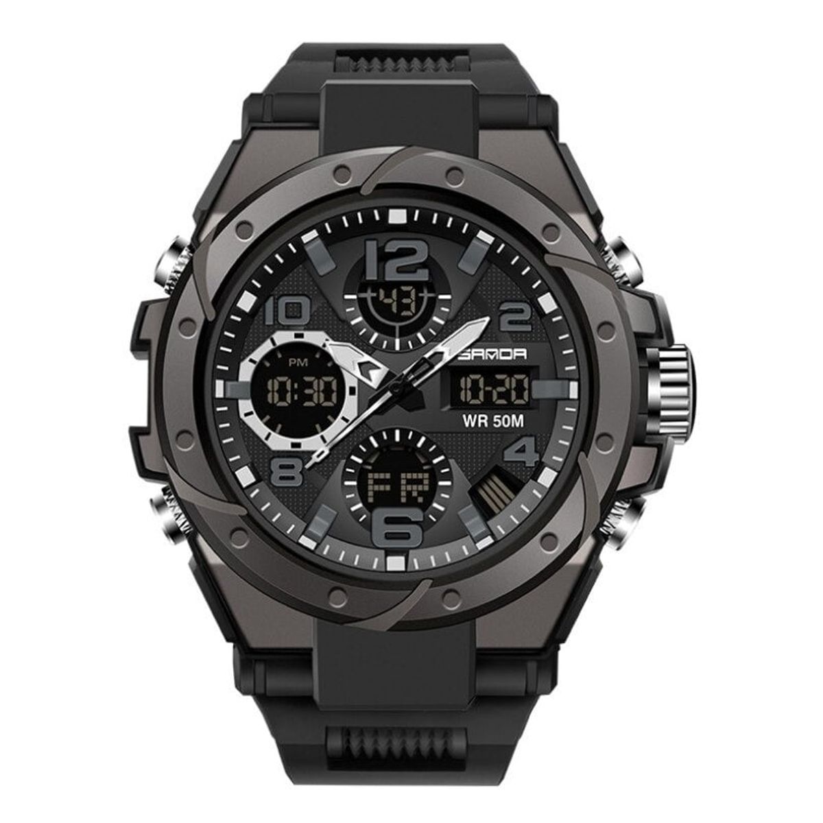 SANDA - Reloj deportivo sanda 6008 shock resistance cuarzo dual timer