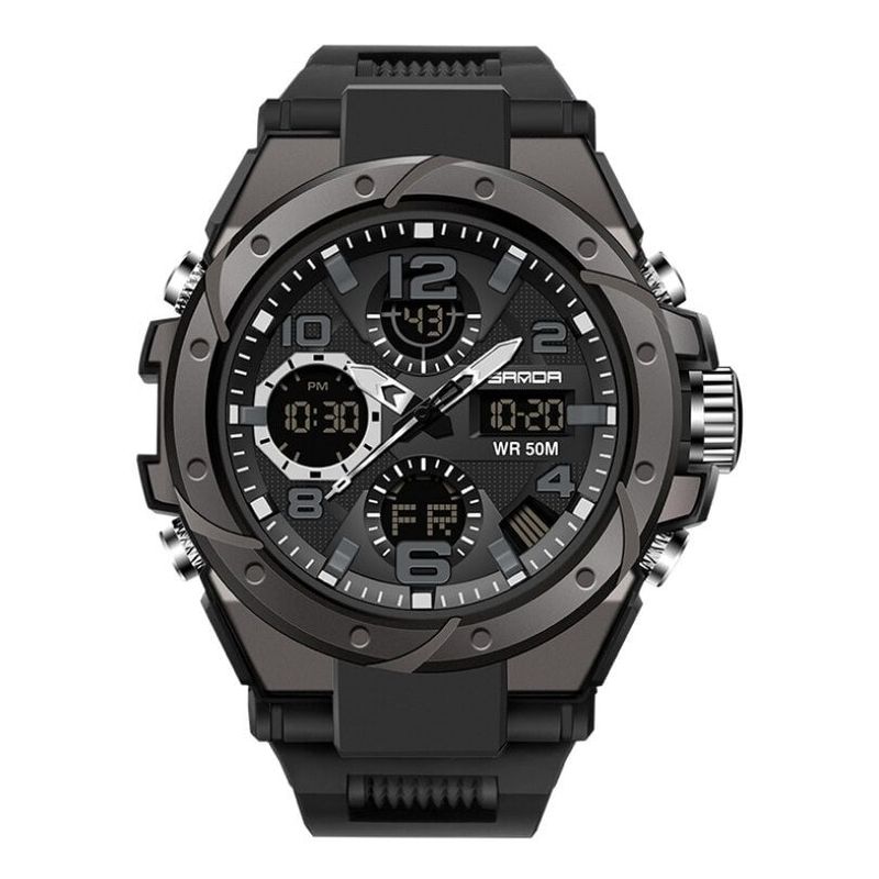 SANDA - Reloj deportivo sanda 6008 shock resistance cuarzo dual timer