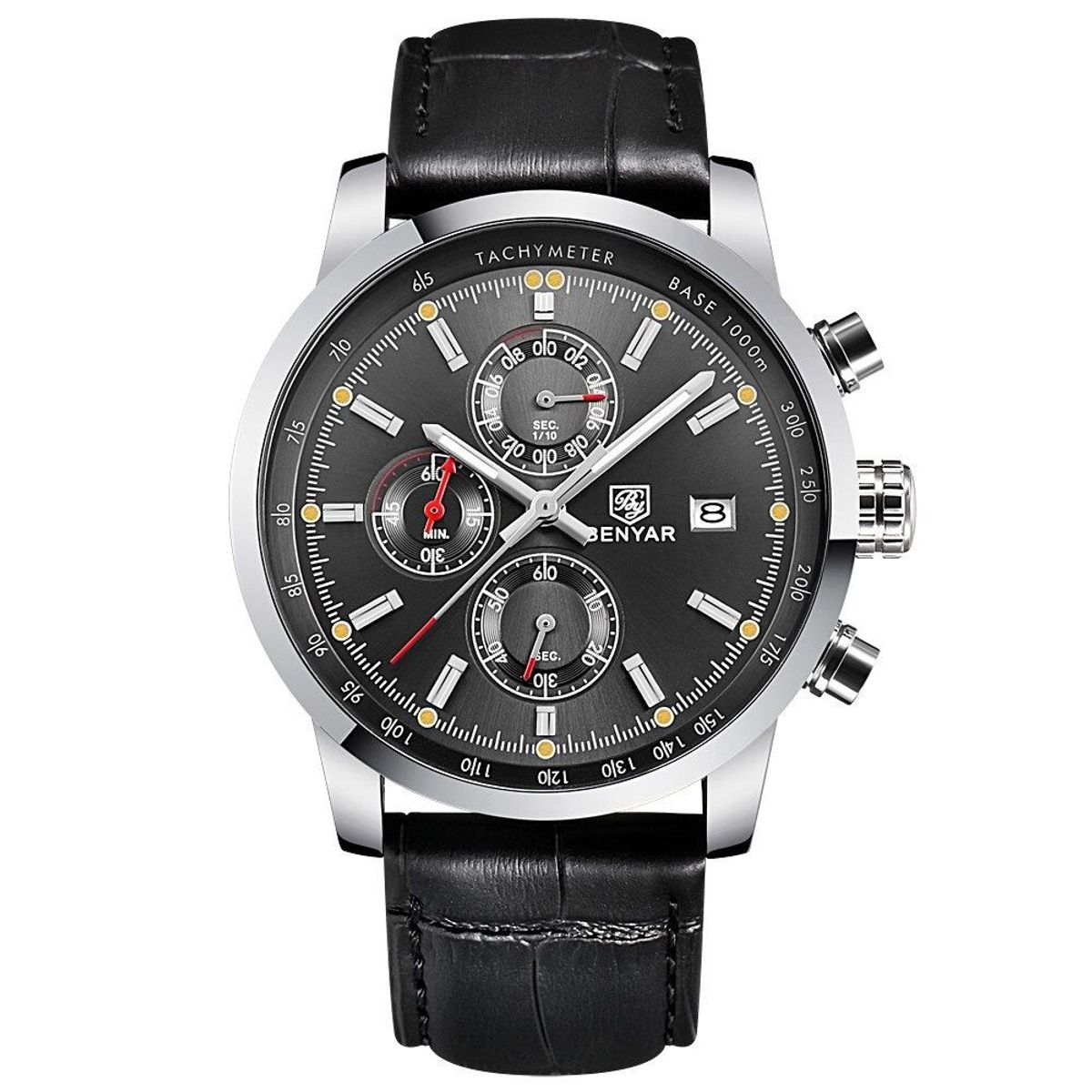 BENYAR - Reloj Hombre BENYAR 5102N Cronógrafos Correa Cuero