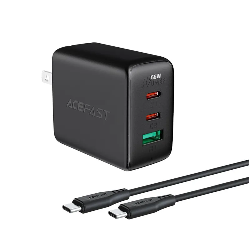 ACEFAST - Cargador Pared PD Acefast 65W 3 puertos (USB-C+USB-C+USB-A)