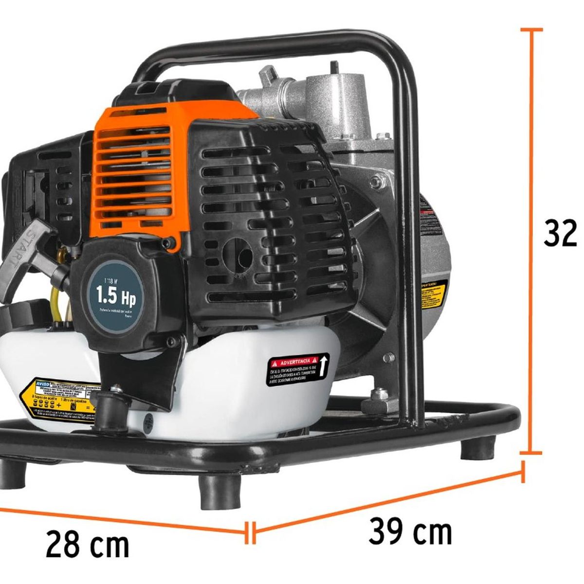 TRUPER - Motobomba autocebante 1" x 1" a gasolina 1-1/2 HP 2 tiempos Truper