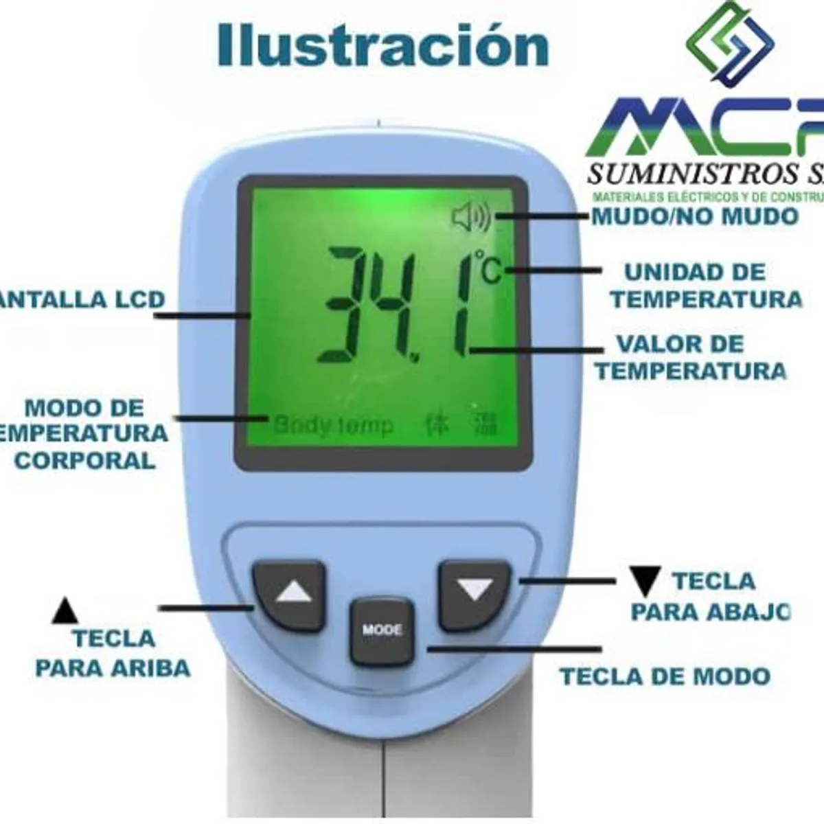 TESTECH - TERMOMETRO CORPORAL INFRAROJO 35°C-43°C TESTECH MS4004