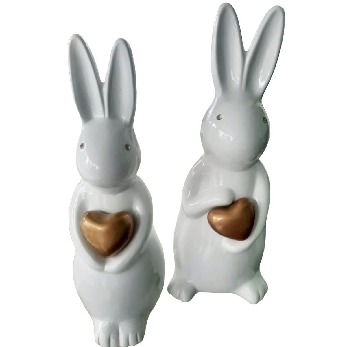 PERU - Adorno Decorativo de pareja de conejos con aplique de corazon dorado