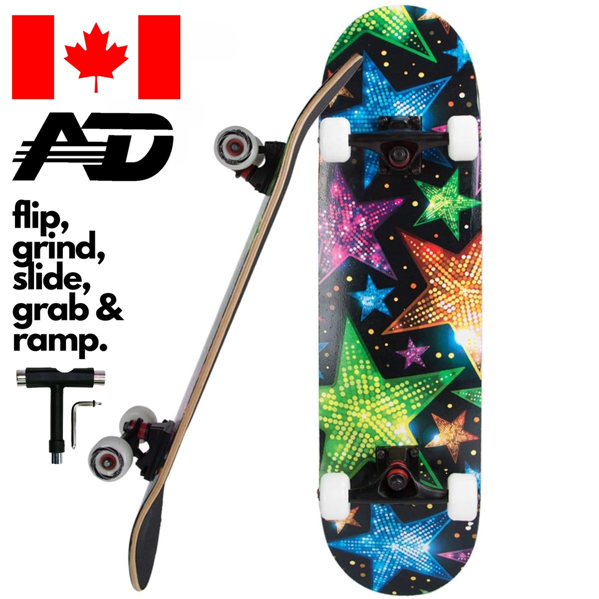 AD - Skateboard 31-inch Flip Grind Slide Grab Ramp - Popstar