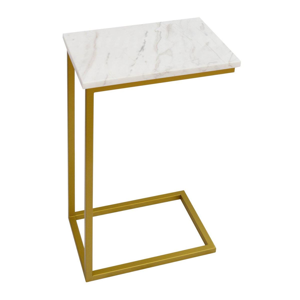 DECORATI - Mesa Auxiliar Mile de Mármol Blanco Dorado