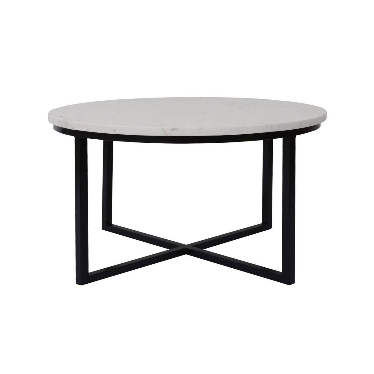 DECORATI - Mesa de Centro Redonda Joy de Mármol Blanco Negro