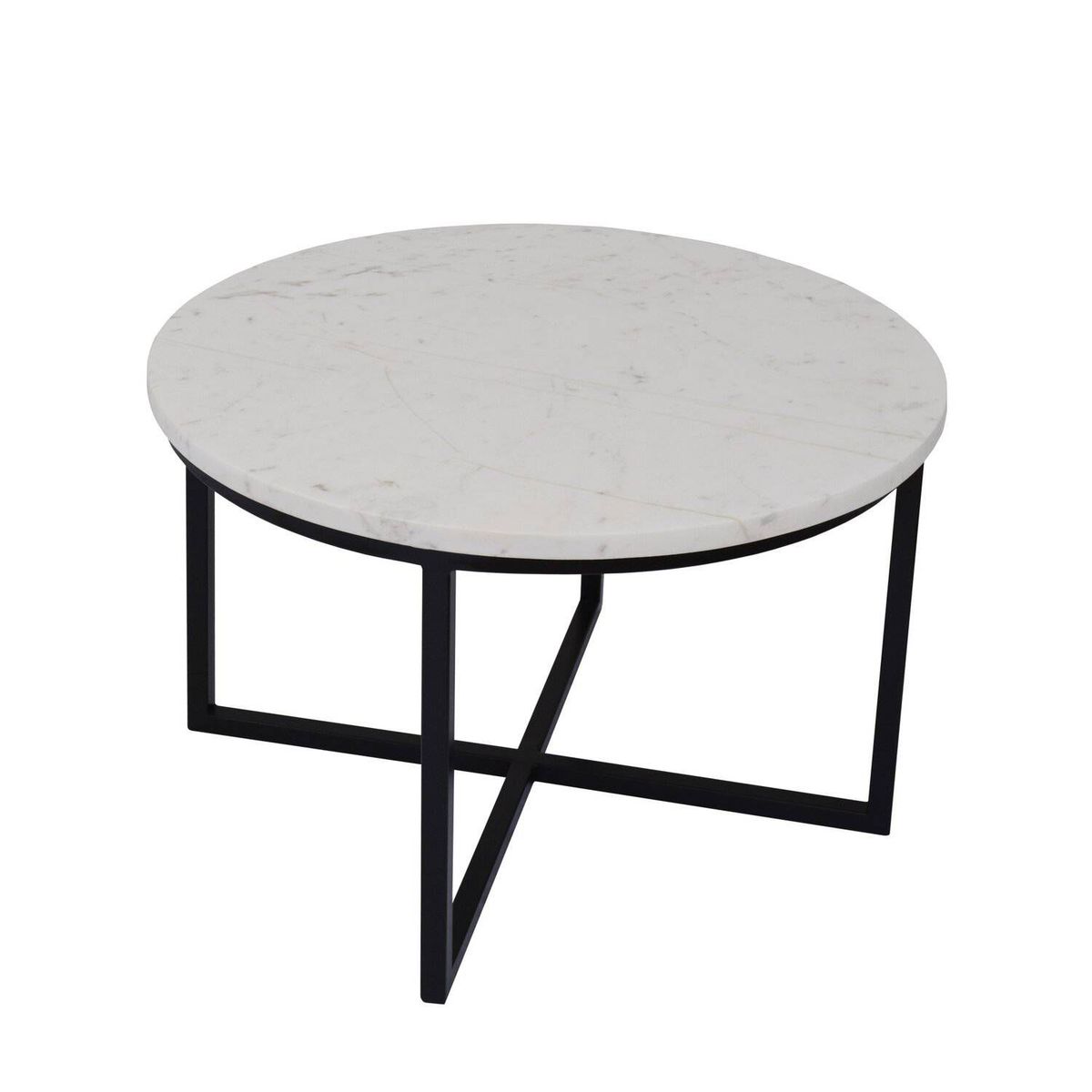 DECORATI - Mesa de Centro Redonda Joy de Mármol Blanco Negro