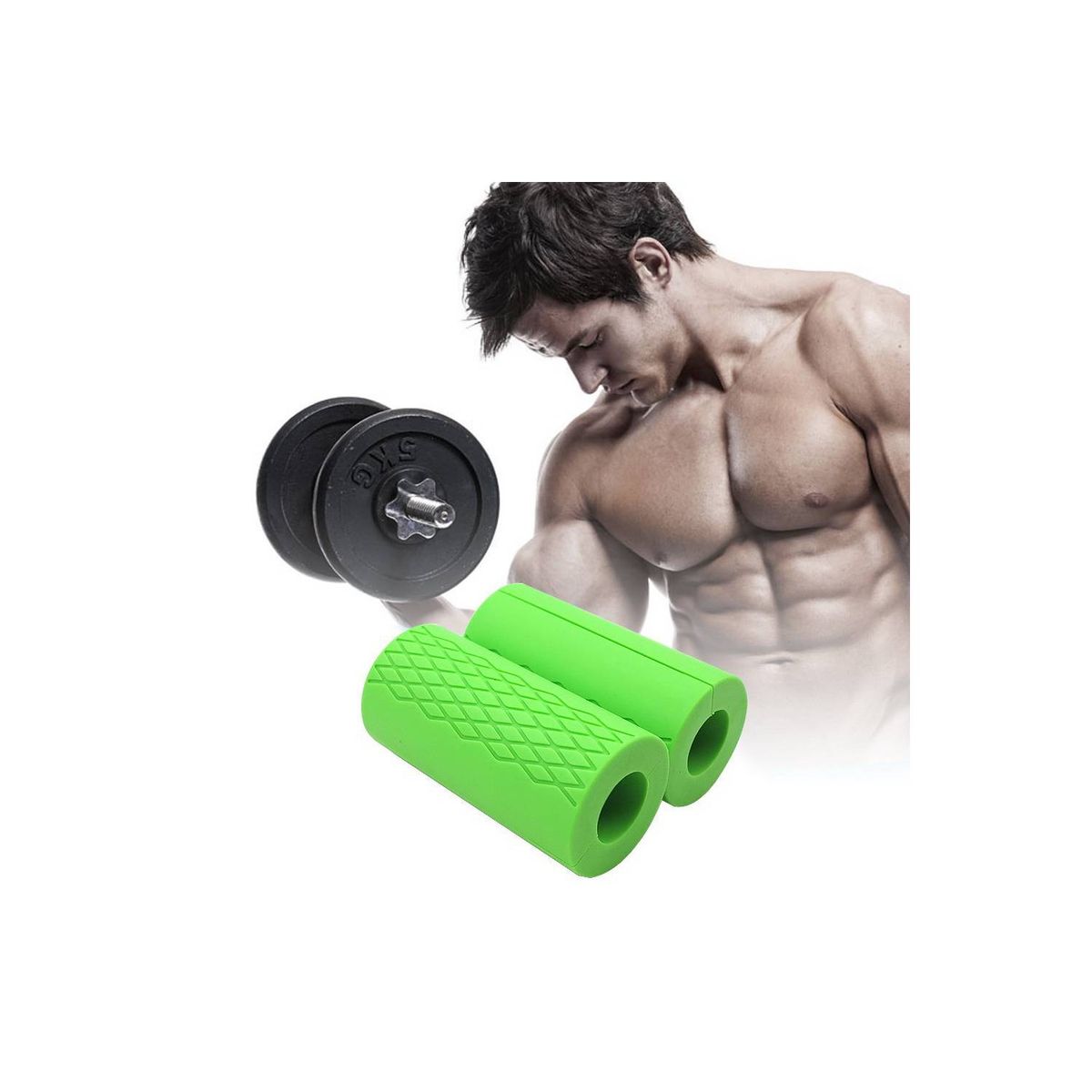 TODO FIT - Fat Grips Mangos de barra gruesa para Mancuernas de silicona Verde