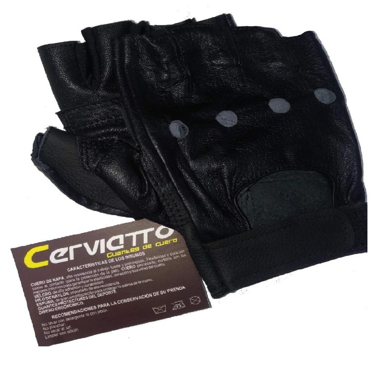 TODO FIT - Mitones de pesas gym guantes cuero talla S