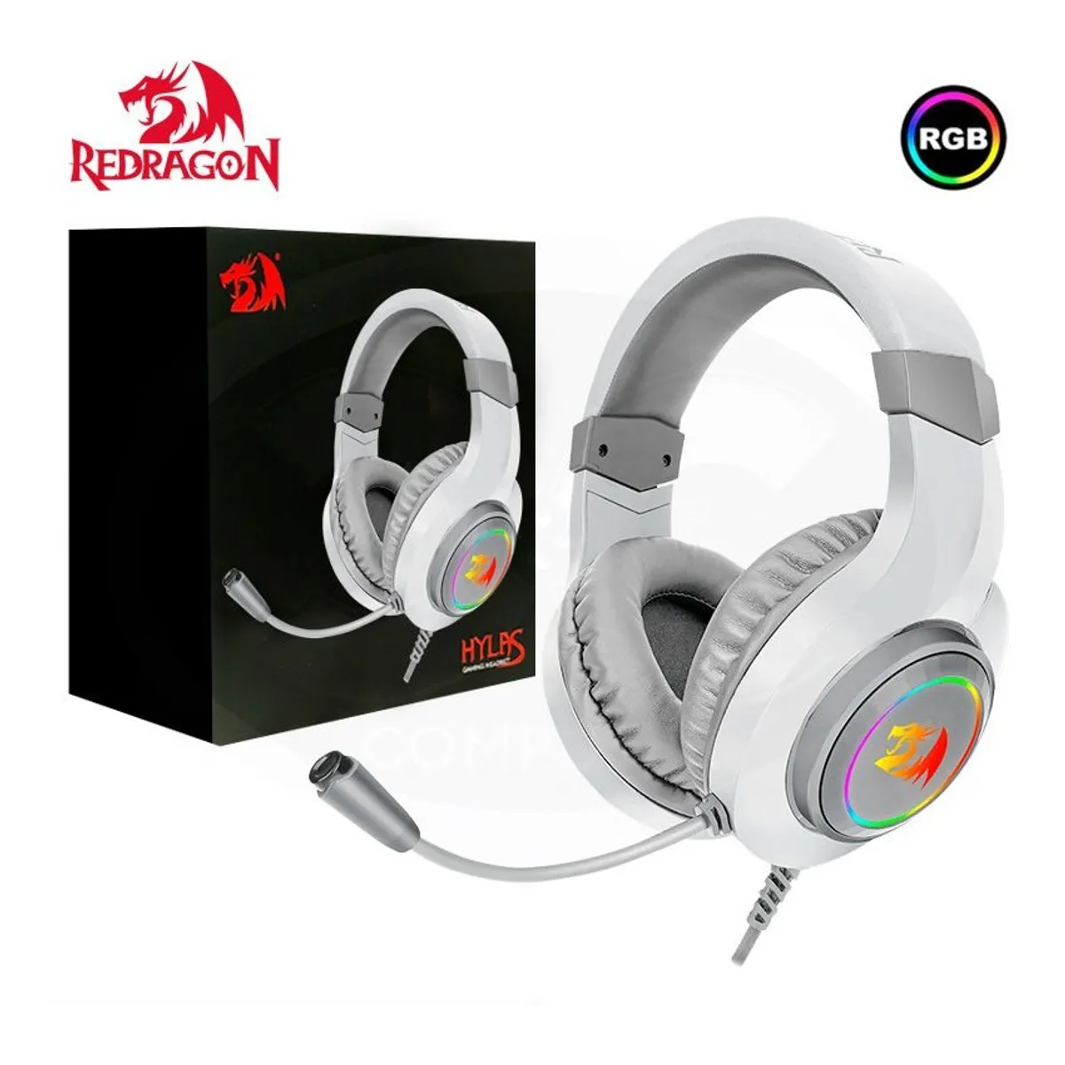 REDRAGON - Audífono Gamer Redragon con micrófono Hylas H260W-RGB BLANCO