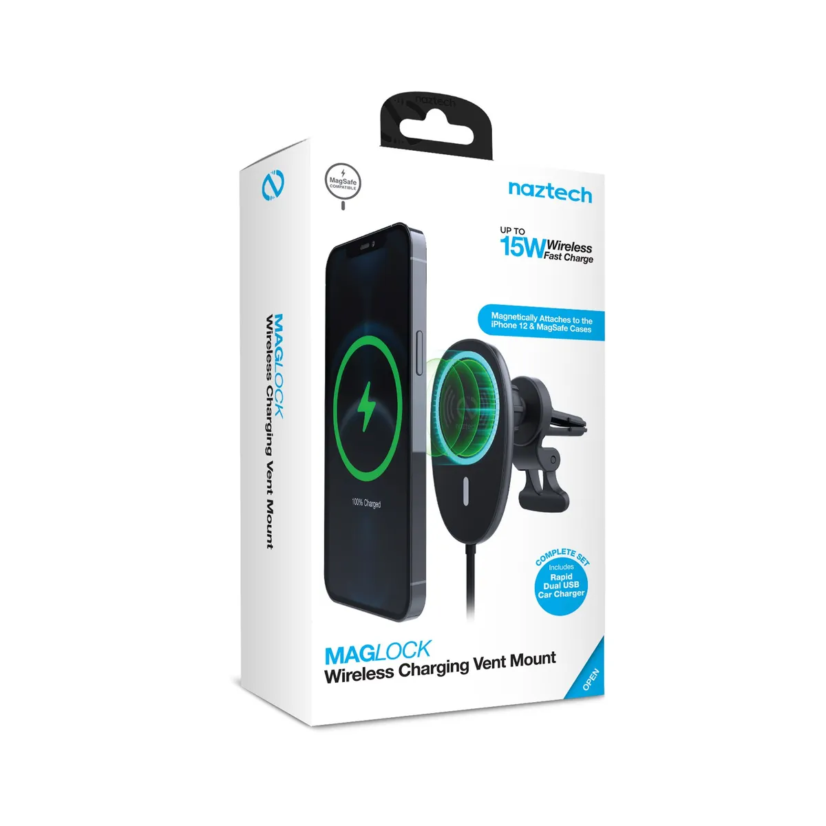 NAZTECH - Naztech MagLock 15W Wireless Charging Vent Mount Black