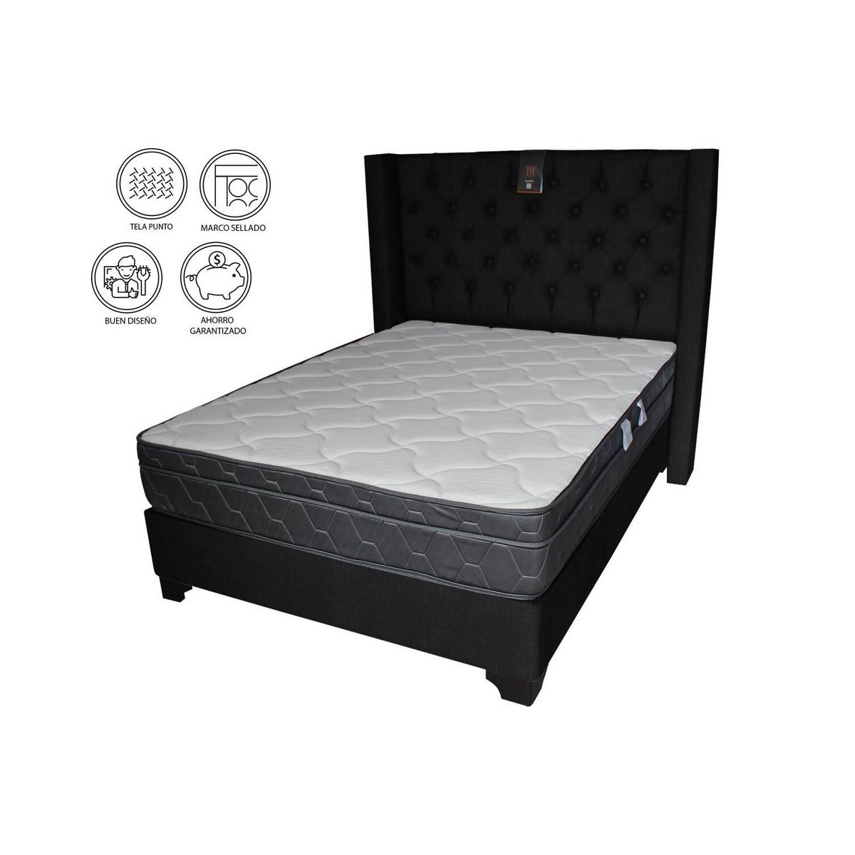BARAKA HOME - Dormitorio Dubai 2 plz + 2 Almohadas - Negro