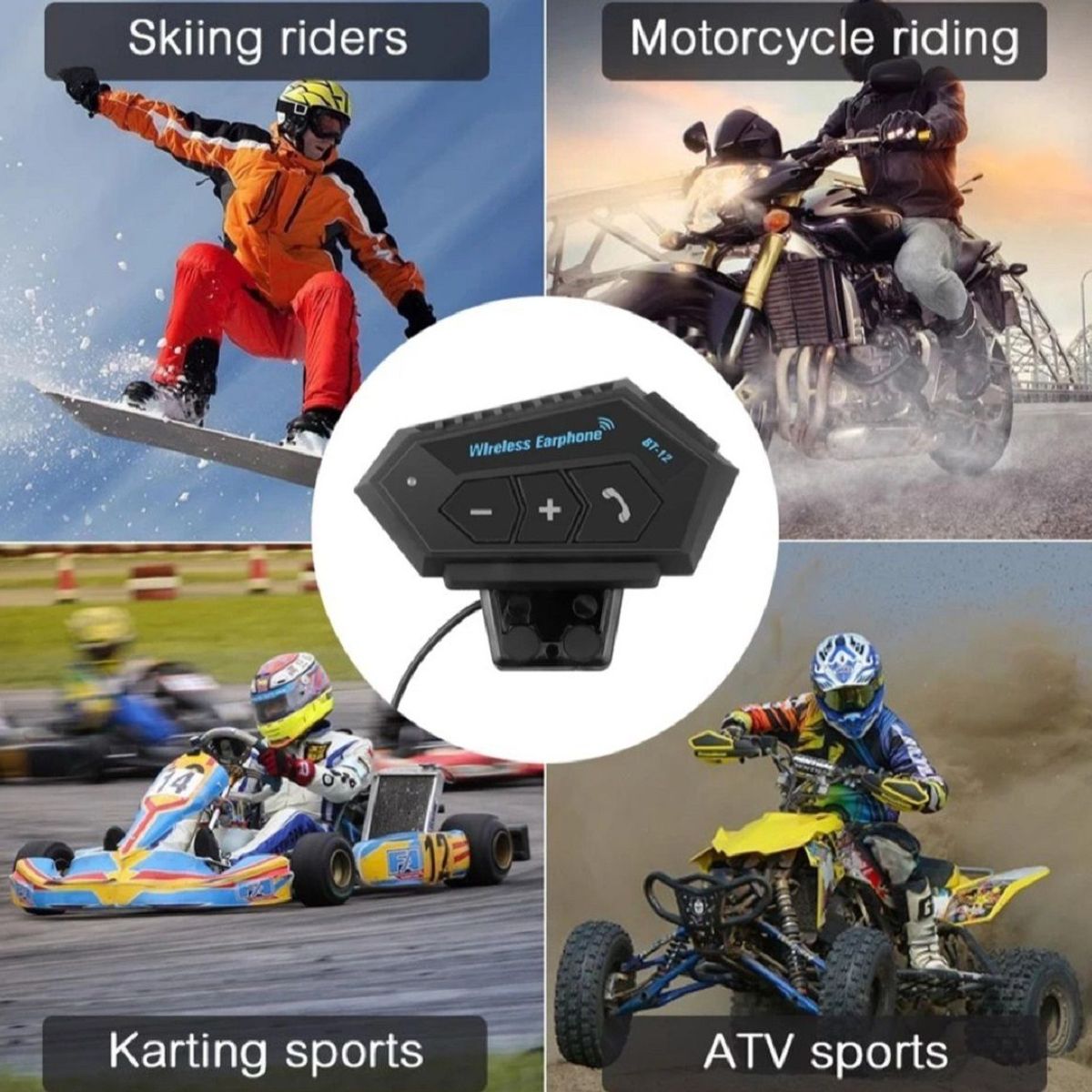 PREMIUM - Auriculares Inalámbricos Bluetooth Para Casco Moto bt12
