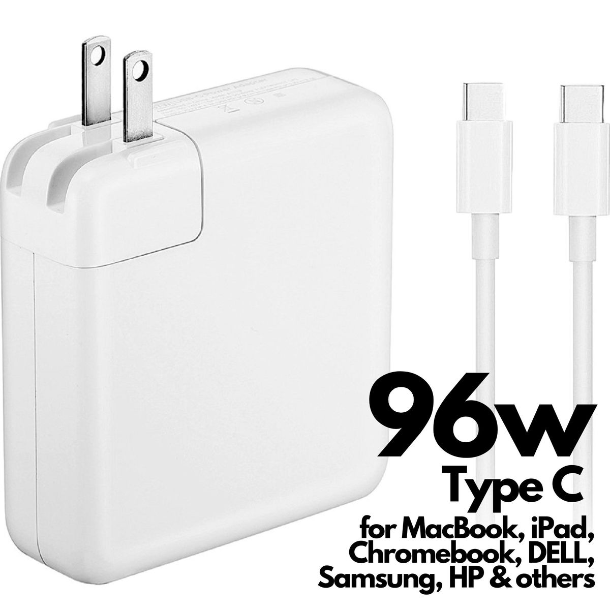 IMPORTADO MC - Cargador 96w Tipo C para MacBook Chromebook Asus HP Dell etc