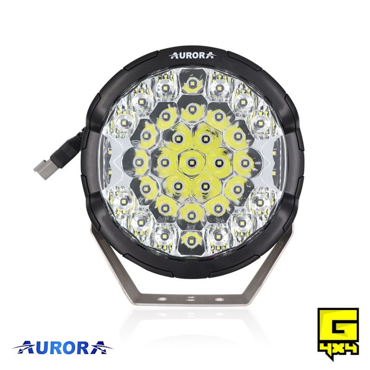 POWERED BY G4X4 GLOBAL 4 X 4 PE - Faro Shooter Negro Aurora de 9 185W 10000LM Luz Blanca