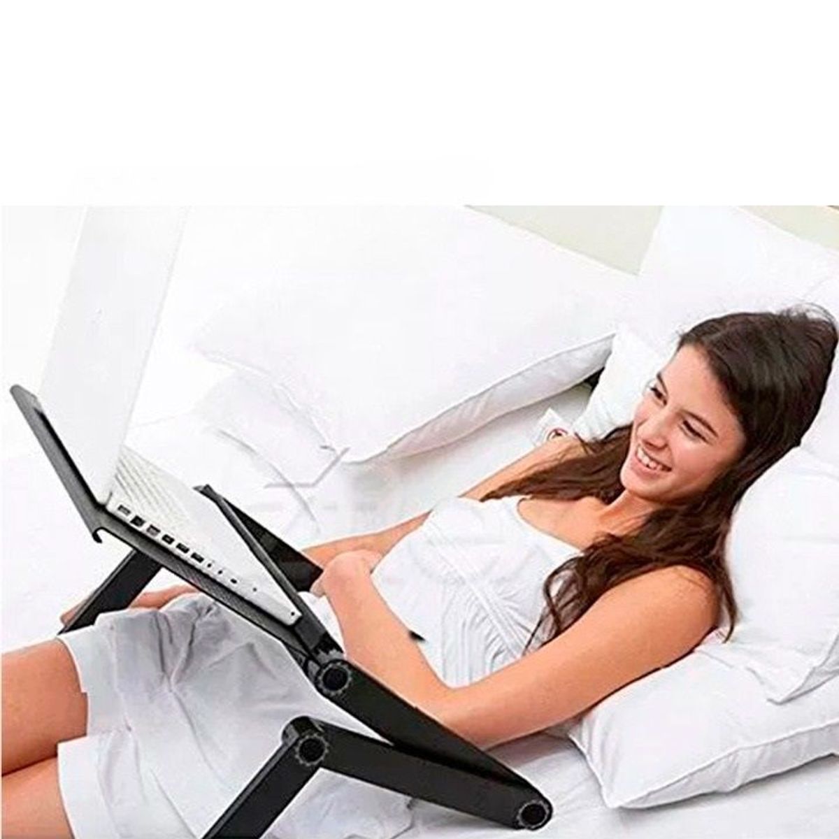 NUOXINTR - Mesa cooler laptop plegable con posa mouse Negro