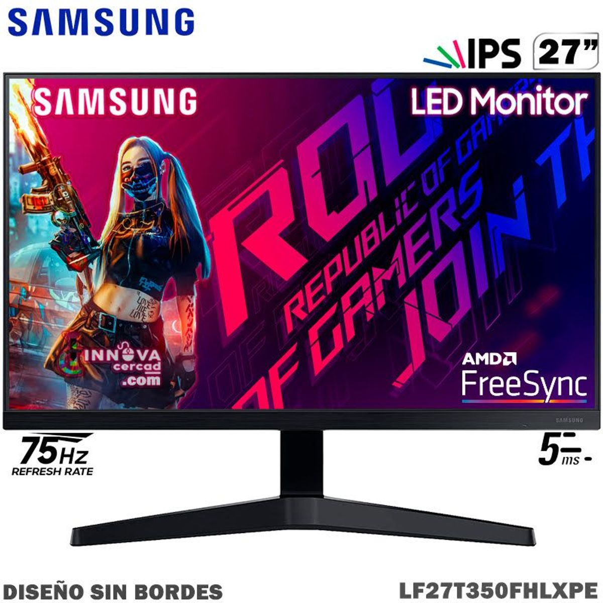 SAMSUNG - Monitor Samsung LF27T350FHLXPE 27 FHD LED IPS 75hz 5ms AMD FreeSync