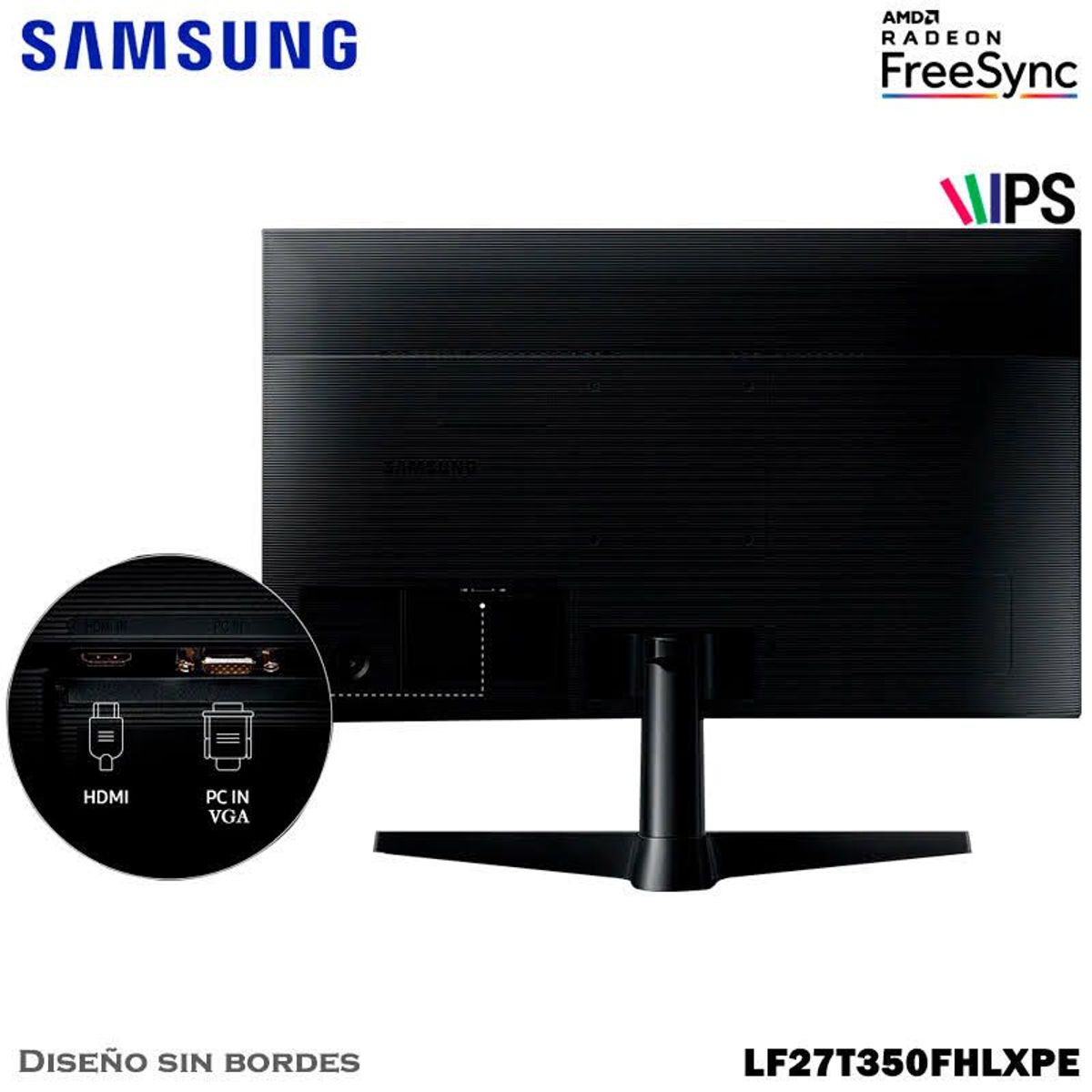 SAMSUNG - Monitor Samsung LF27T350FHLXPE 27 FHD LED IPS 75hz 5ms AMD FreeSync