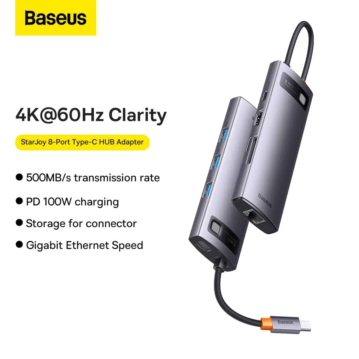 BASEUS - Adaptador HUB tipo C 8 en 1 HDMI 60hz Baseus