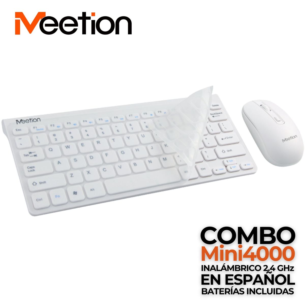 MEETION - Teclado Mouse Kit Inalámbrico 2.4 GHz Meetion incluye Baterías - Blanc