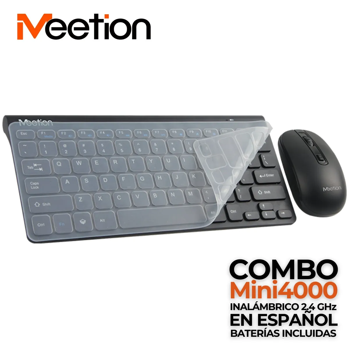 MEETION - Teclado Mouse Kit Inalámbrico 2.4 GHz Meetion incluye Baterías - Negro