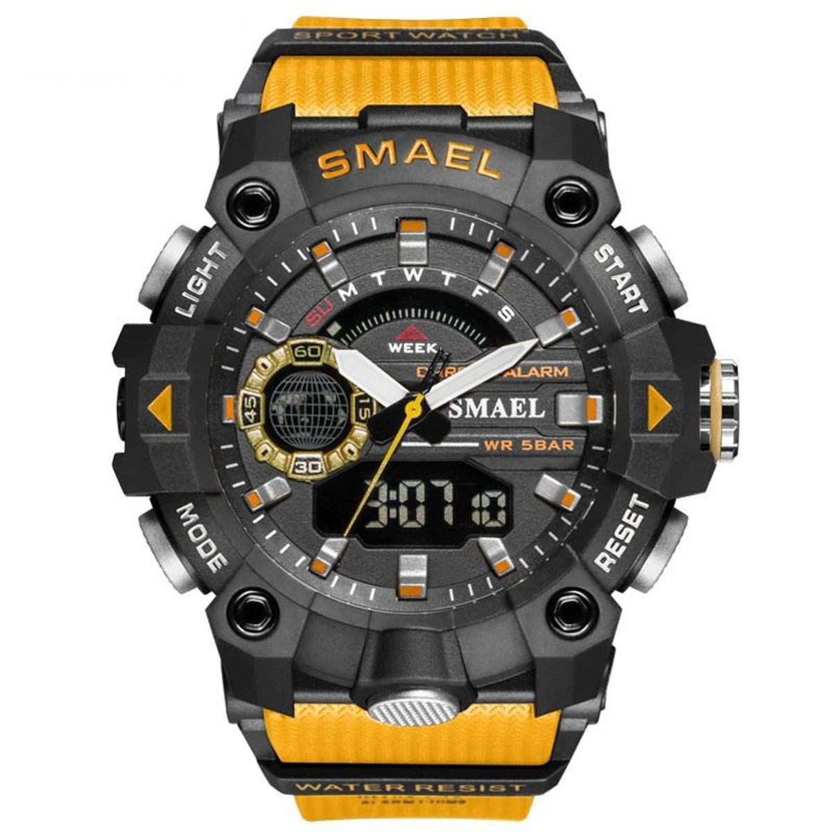 SMAEL - Reloj Deportivo SMAEL 8040 Naranja Resina Doble Horario