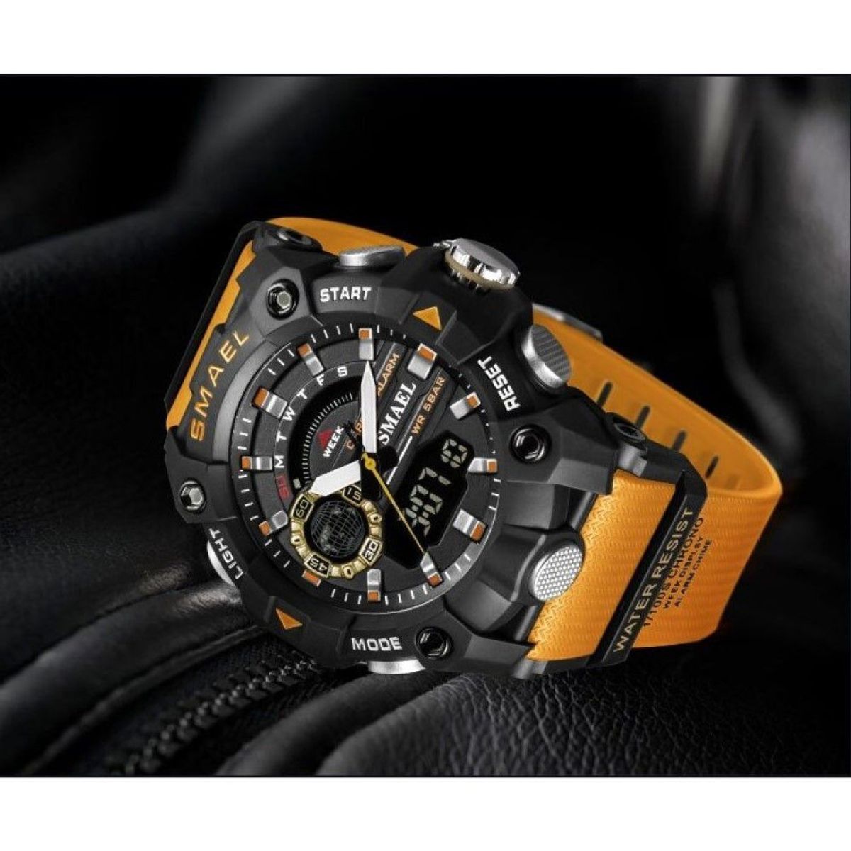 SMAEL - Reloj Deportivo SMAEL 8040 Naranja Resina Doble Horario